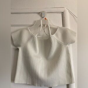 Wayf Ivory Ribbed Crop Top